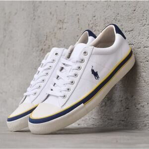 Polo Ralph Lauren Sayer Trainers Canvas White/navy Men's Sz 7